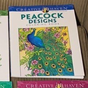 Creative Haven 🎄Peacock Designs Adult/Teen Coloring Book Festive Bird NEW